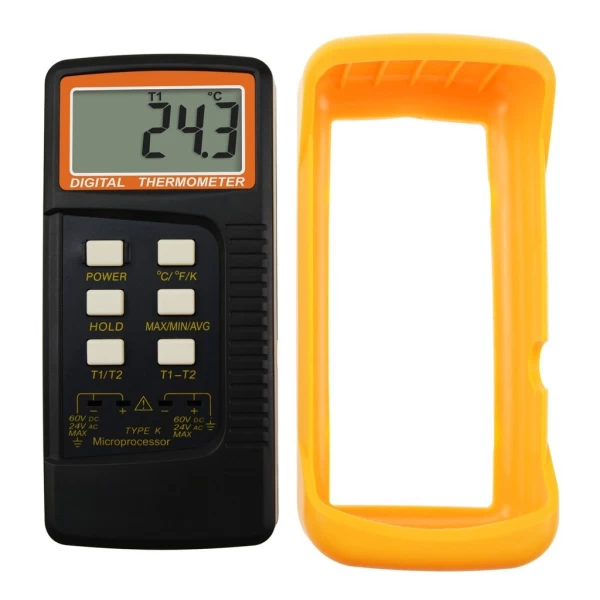 Professional Digital 2 Channel K-Type Thermometer w/ 4 Thermocouples (Wired & Stainless Steel) - Image 6