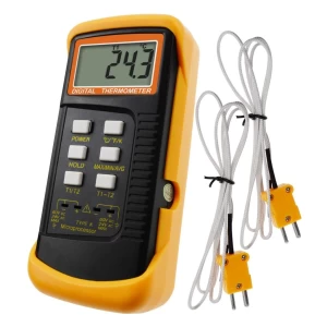 Professional Digital 2 Channel K-Type Thermometer w/ 2 Thermocouples