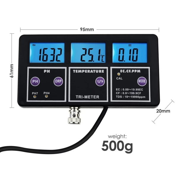 6 in 1 Multifunction Water Quality Tester pH / ORP / EC / CF / TDS / Temperature - Image 3