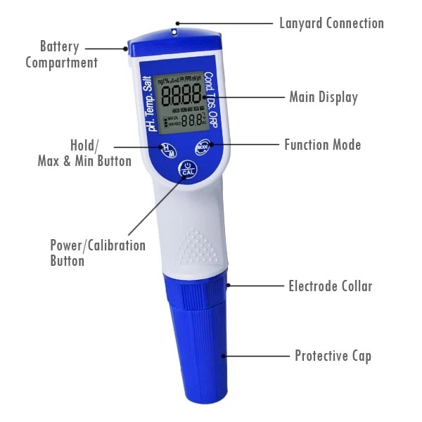 6 in 1 Digital Water Quality Meter pH TDS EC Salinity ORP - Image 7