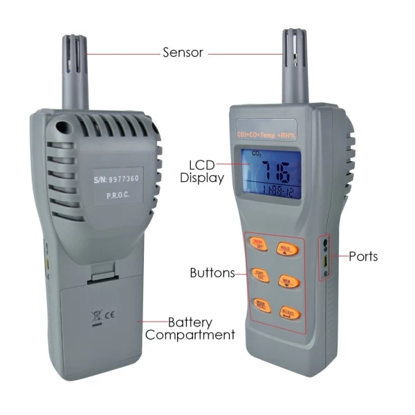 Portable Industrial NDIR CO2 & Air Quality Monitor w/ Datalogger - Image 14