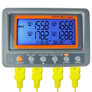 Professional Digital 4 Channel K-Type Thermocouple SD Card Logger