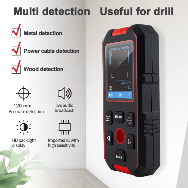 2 in 1 Wall Scanner Detector & Laser Distance Meter w/ LCD Display - Image 3