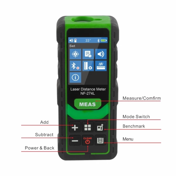 Green Light Laser Mini Range Finder with Digital Bubble w/ Bluetooth and 80 Meter Range - Image 3