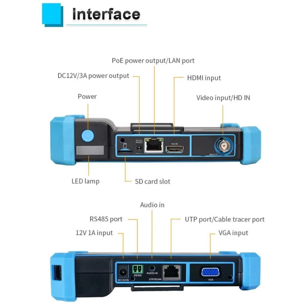Portable Multi Functional 4K/HD All in One IP Camera Test Monitor w/ 5 inch IPS Touch Display - Image 3
