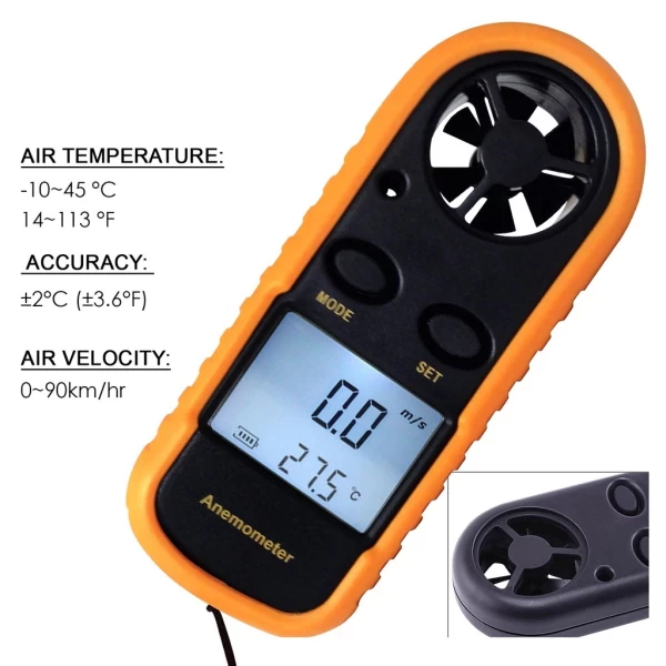 Digital Wind Speed Meter Anemometer Thermometer °F / °C Air Flow - Image 4