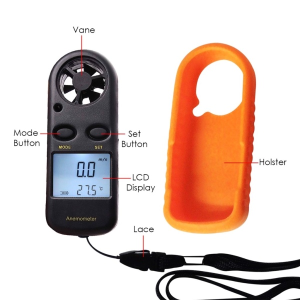 Digital Wind Speed Meter Anemometer Thermometer °F / °C Air Flow - Image 5