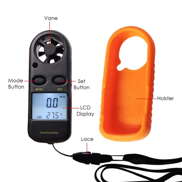 Digital Wind Speed Meter Anemometer Thermometer °F / °C Air Flow - Image 5