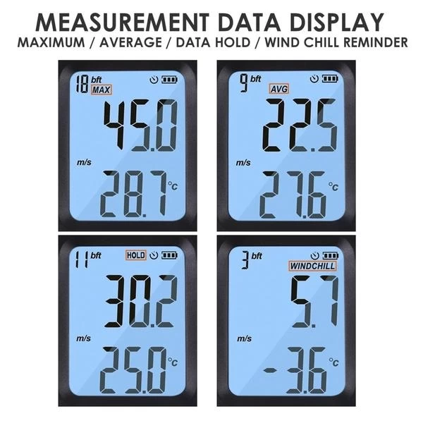 Anemometer Wind Speed Meter w/ Data Recording - Temperature, Air Velocity, Wind Chill - Image 7