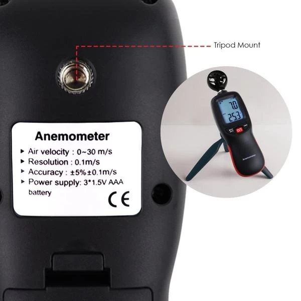 Anemometer Wind Speed Meter w/ Data Recording - Temperature, Air Velocity, Wind Chill - Image 5