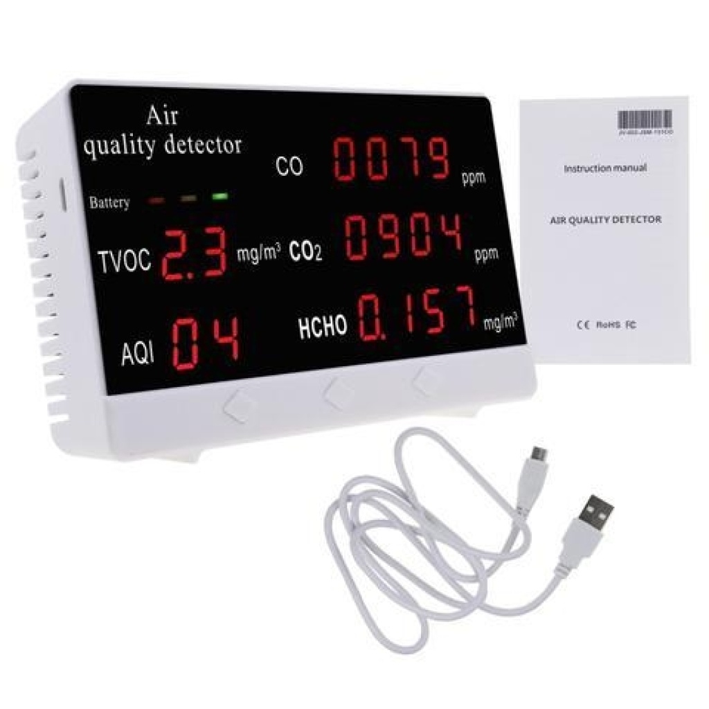 Digital Indoor/Outdoor Rechargeable Air Quality & CO2 Monitor ...