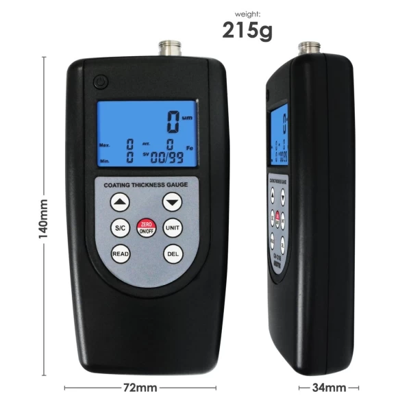 Professional Digital Coating Thickness Meter w/ F & NF Probes - Image 10