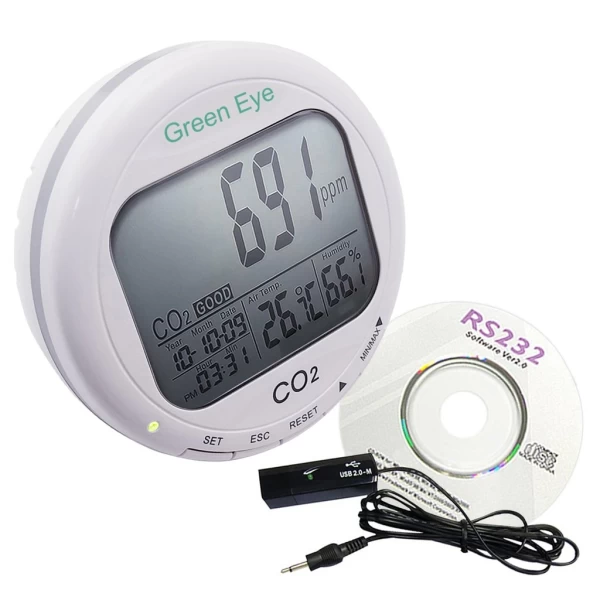 3 in 1 Factory Calibrated Desktop CO2/Air Quality Datalogger & Monitor w/ Temperature & Humidity Monitoring
