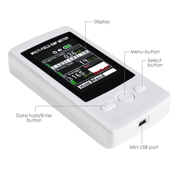 Handheld Multi-Field EMF/ELF/RF Field Tester & Gauss Meter w/ Warning Buzzer - Image 5