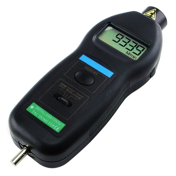 2 in 1 Digital Laser Contact & Non Contact Tachometer w/ ft & m/min