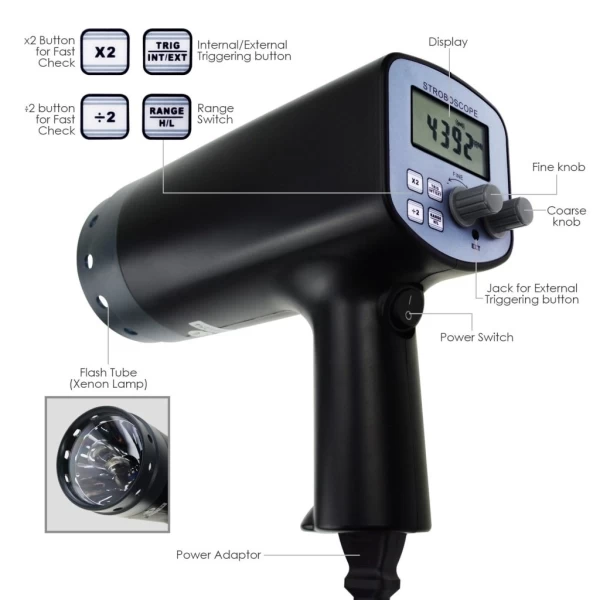 Digital Handheld Stroboscope with 50-12,000 FPM 110V/220V - Image 7