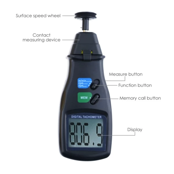 2 in 1 Digital Laser Photo Tachometer Non & Contact RPM - Image 5