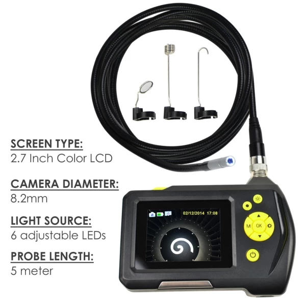 Handheld Industrial Waterproof Borescope w/ LCD viewing monitor & Adjustable LED lighting - Image 4