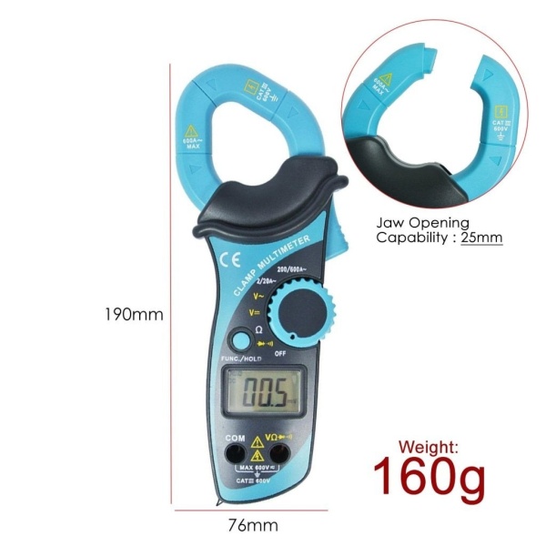 Handheld Digital Auto Range Clamp Multimeter AC DC Voltage Current Tester - Image 7