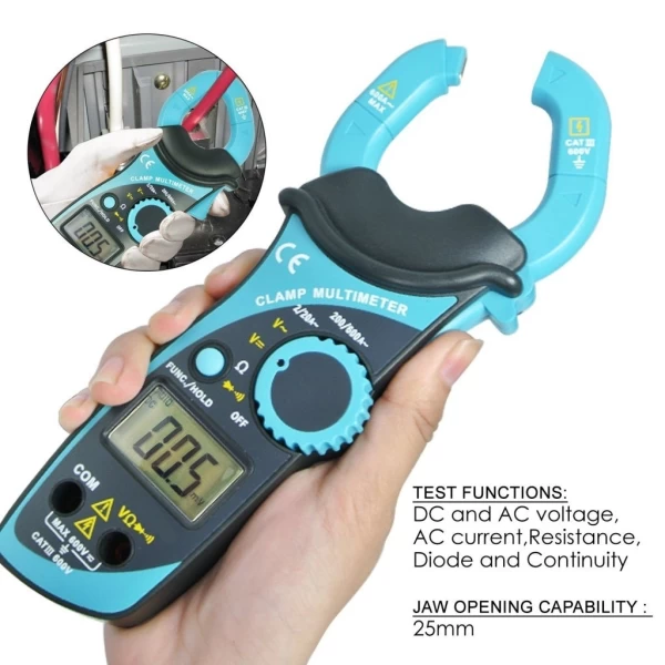 Handheld Digital Auto Range Clamp Multimeter AC DC Voltage Current Tester - Image 2