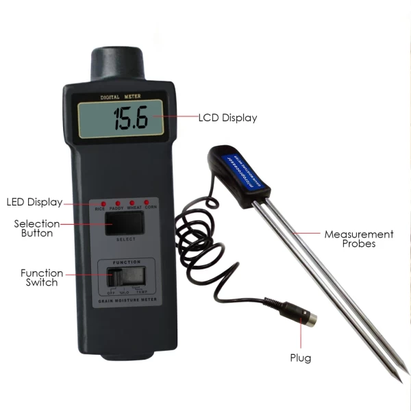 Digital Moisture Meter For Grains, Seeds, Rice, Hay, Agriculture With Extra Long Pins - Image 6