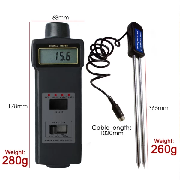 Digital Moisture Meter For Grains, Seeds, Rice, Hay, Agriculture With Extra Long Pins - Image 3