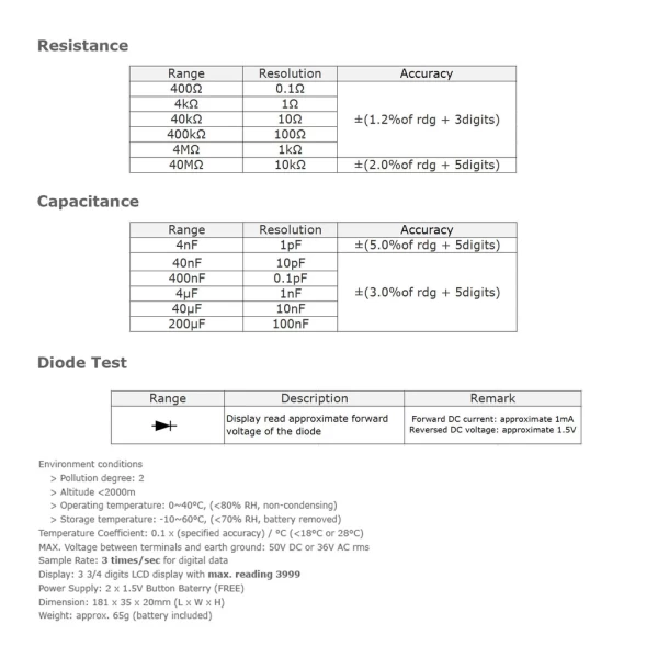 Pen R/C Meter For SMD, Resistance, Capacitance, Diode - Image 5