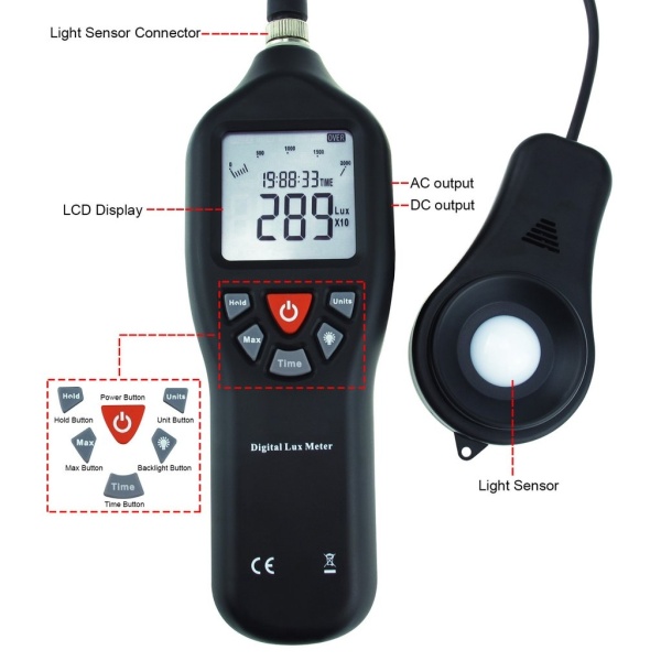 Portable Digital Lux Meter with Data logging, Auto Ranging Measurement Range 0 to 200,000 Lux - Image 8