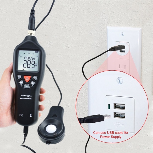 Portable Auto Ranging Digital Deluxe Lux and light Meter with Data Logging and PC Interface, 0-200000 Lux - Image 8
