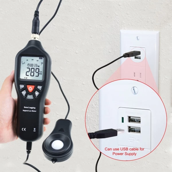 Portable Auto Ranging Digital Deluxe Lux and light Meter with Data Logging and PC Interface, 0-200000 Lux - Image 8
