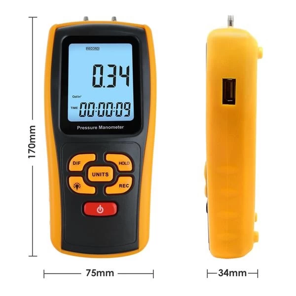 Dual Port Digital Manometer & Air Pressure Meter - Image 2