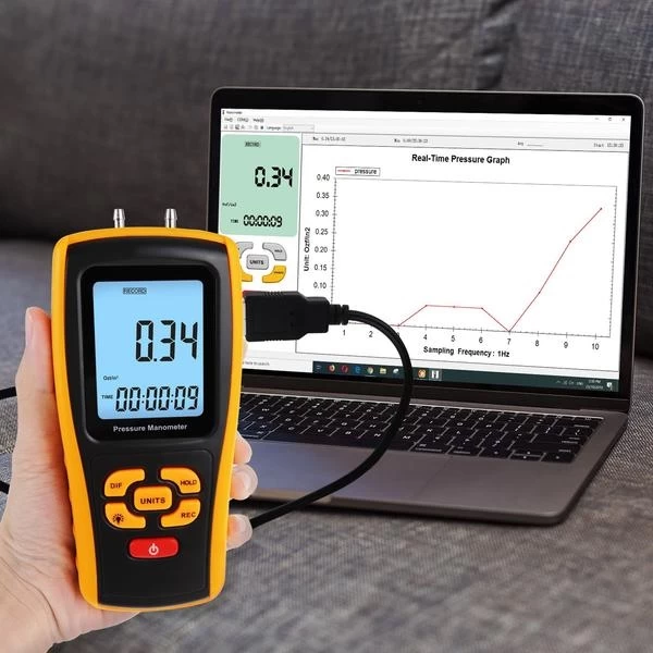 Dual Port Digital Manometer & Air Pressure Meter - Image 12