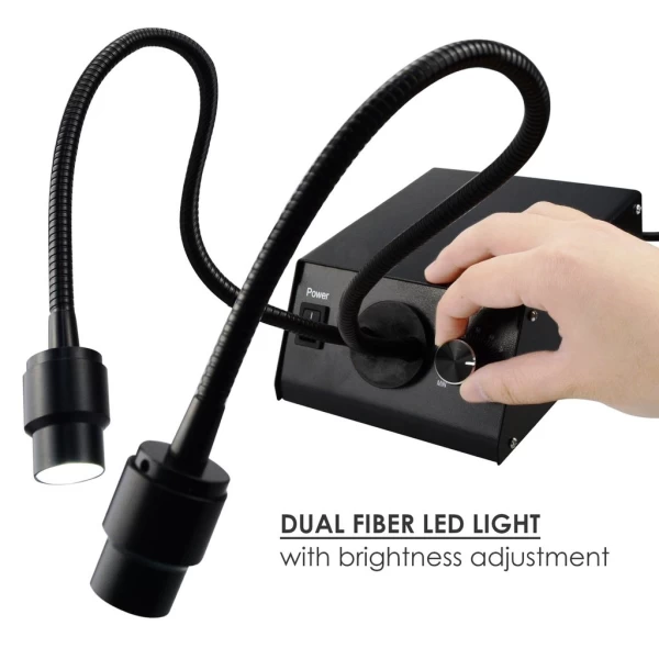 Fiber Optic Cold LED Dual Gooseneck Lights Microscope Illuminator w/ 6500K Color Temperature - Image 3