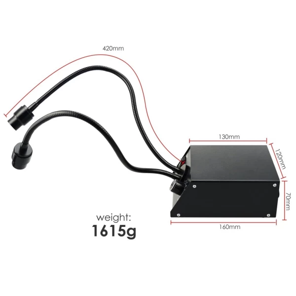 Fiber Optic Cold LED Dual Gooseneck Lights Microscope Illuminator w/ 6500K Color Temperature - Image 8