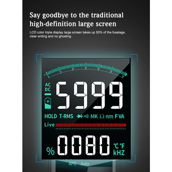 Professional Digital Multimeter w/ HD Colour Touch Screen & NCV Lighting Functions - Image 6