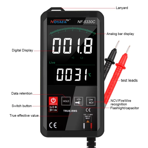 Professional Digital Multimeter w/ HD Colour Touch Screen & NCV Lighting Functions - Image 2