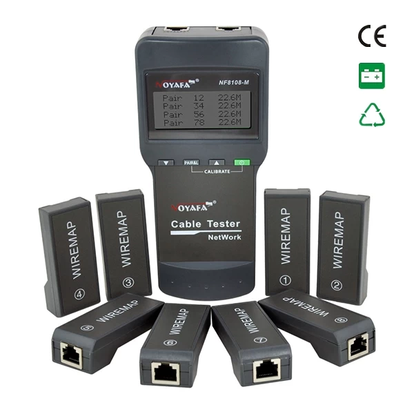 Network Cable Tester & Cable Length Meter w/ 8 Jacks