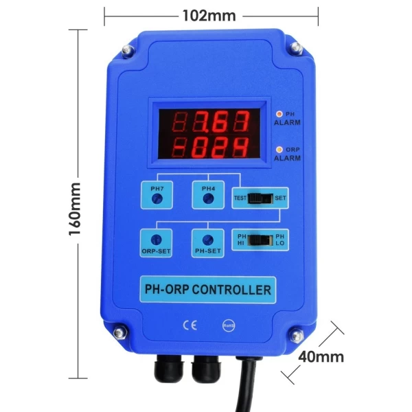 Digital PH ORP (2 in 1) Controller w/ Electrodes plus CO2 & O3 Relay - Image 7
