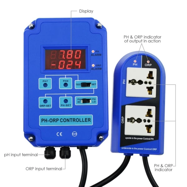 Digital PH ORP (2 in 1) Controller w/ Electrodes plus CO2 & O3 Relay - Image 6