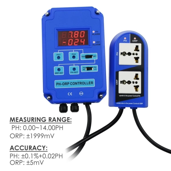 Digital PH ORP (2 in 1) Controller w/ Electrodes plus CO2 & O3 Relay - Image 8