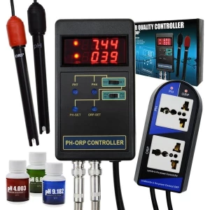 2 in 1 Digital pH & ORP Redox Controller w/ Separate Relays, Repleaceable Electrode & Calibration Solution