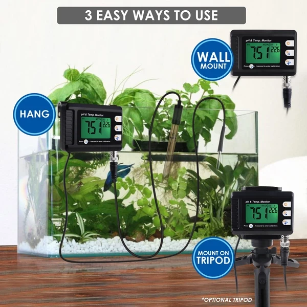 2 in 1 Combo pH & Temperature Meter w/ Replaceable BNC pH Electrode W/ Real Time Continuous Monitoring - Image 6