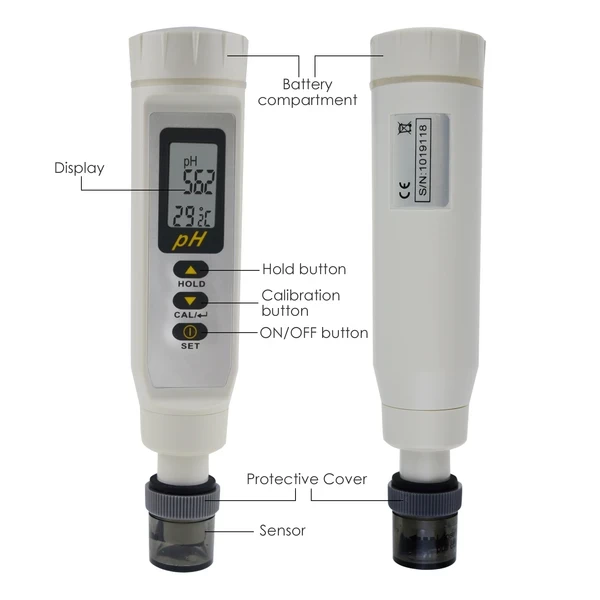 Digital Waterproof Pen Type pH Meter & Thermometer W/ 1 Touch Multi Calibration & Pouch - Image 10