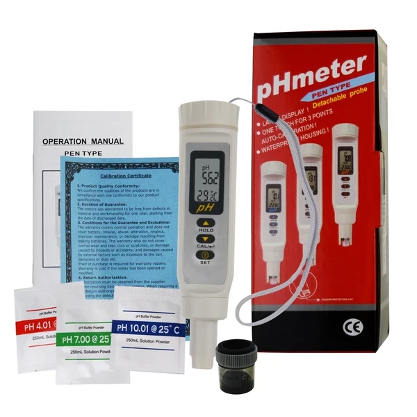 Digital Waterproof Pen Type pH Meter & Thermometer W/ 1 Touch Multi Calibration & Pouch - Image 7