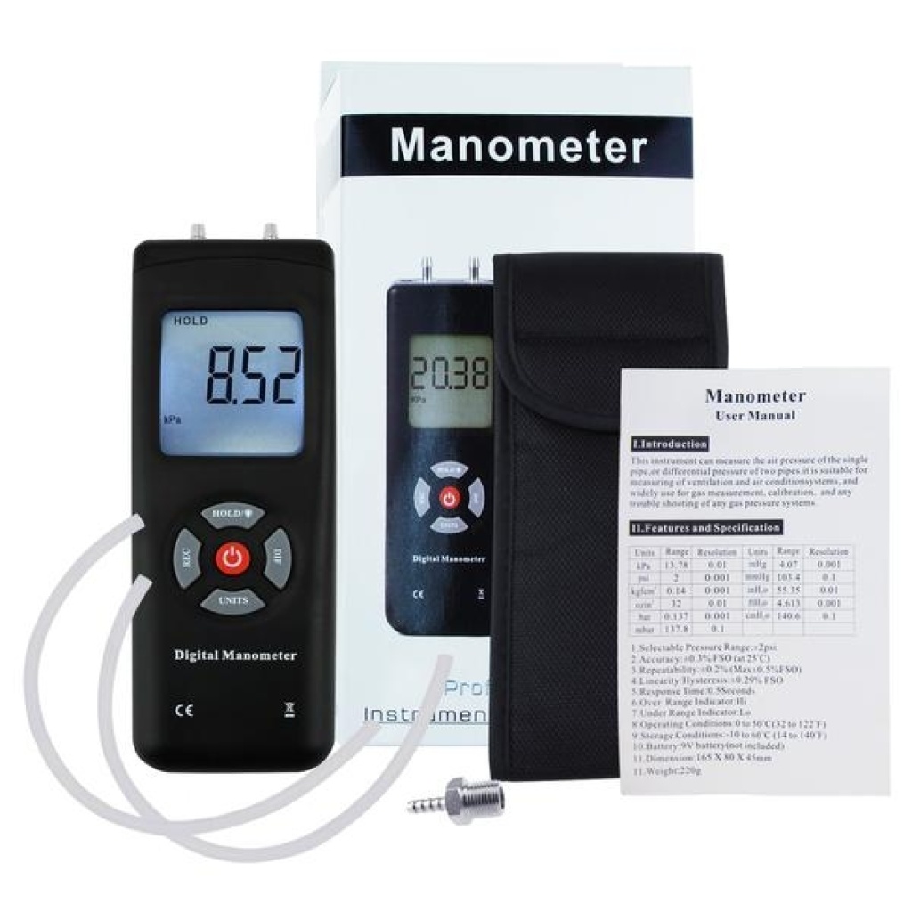 Starter Professional Digital Manometer / Gas Pressure Gauge Meter W ...