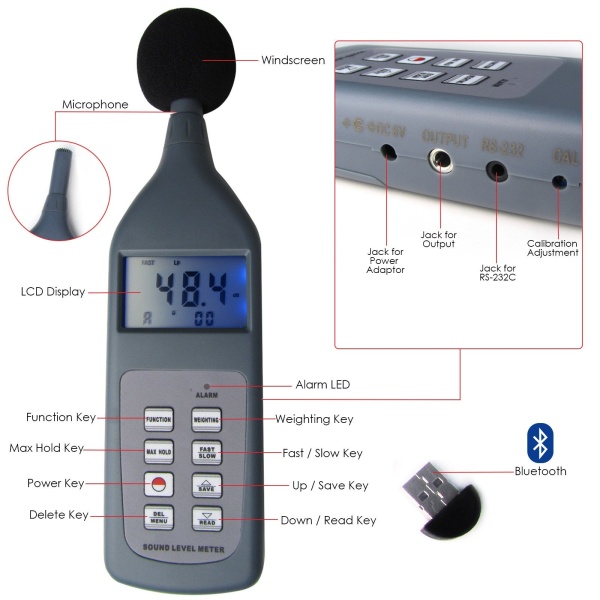 Professional Sound Level Meter w/ Bluetooth Data Logging - Image 9