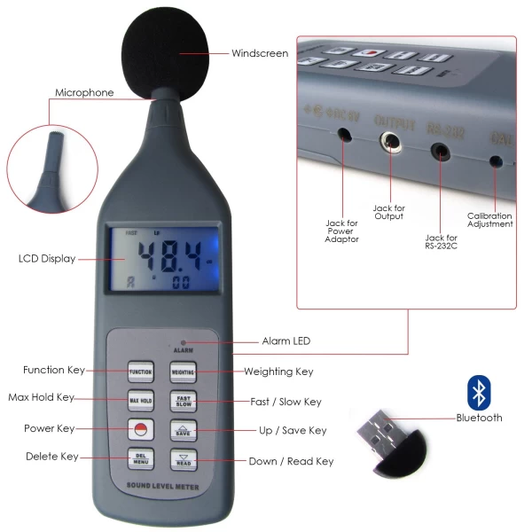Professional Sound Level Meter w/ Bluetooth Data Logging - Image 9