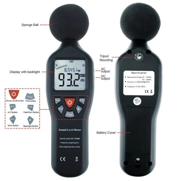 Professional Sound Level Meter w/ Backlit Display - Image 3