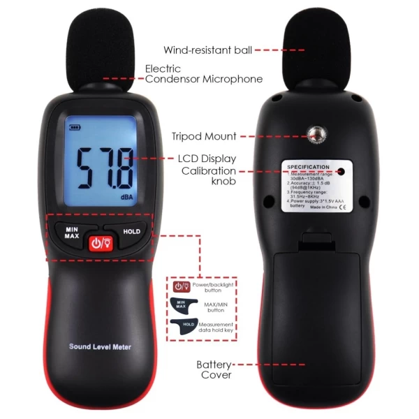Entry Level Sound Level Meter w/ Backlit LCD - Image 9