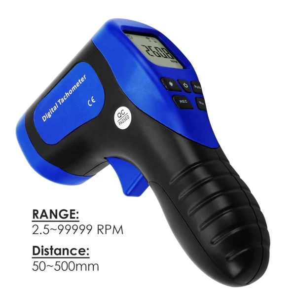 Handheld Digital Laser Non Contact Tachometer, Rotational Speed Measuring Gun, 2.5-99999 RPM & Data Recorder - Image 11
